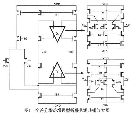 全差分增益增强型折叠共源共栅放大器