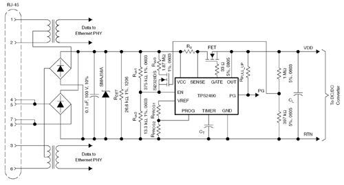 高功率 PD,带有符合 IEEE 802.3af 标准的 UVLO(39.4V 上升,30.6V下降)