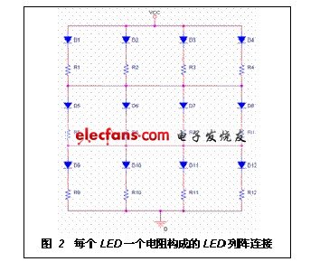 每个LED一个电阻构成的LED列阵连接
