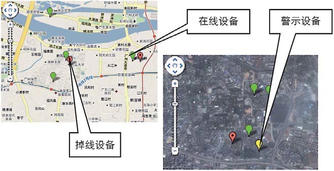 图5 Google电子地图在线预警示例