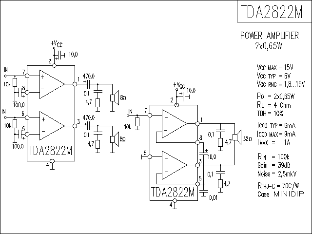 TDA2822M功放电路