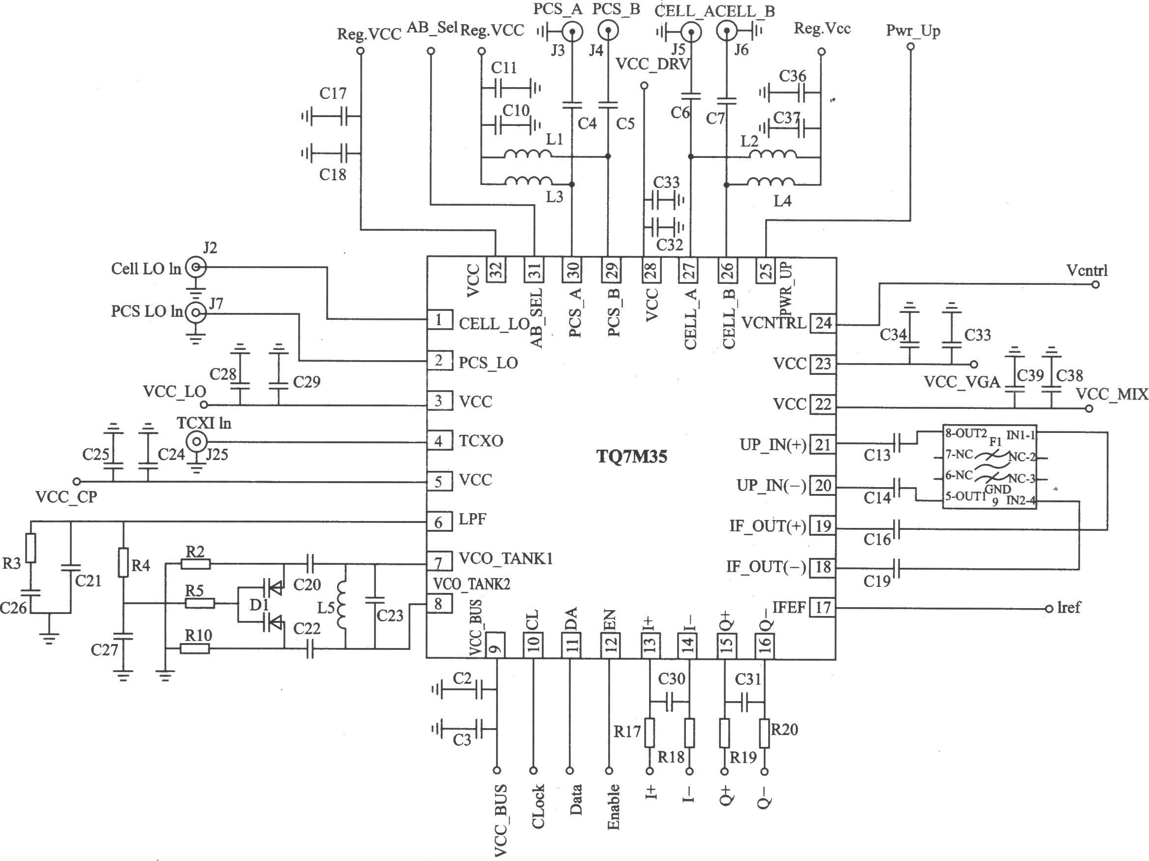 TQ7M35 I/Q CDMA/AMPS l910～1750 MHz/ 849～824 MHz双频三模发