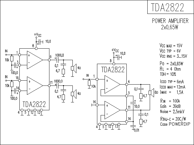 TDA2822功放电路
