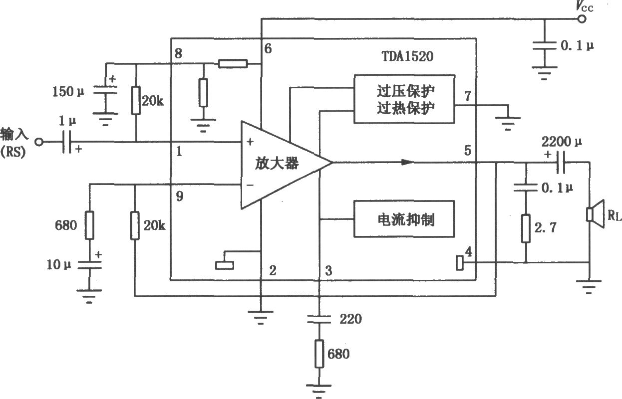 TDA1520 20W音频功率放大电路