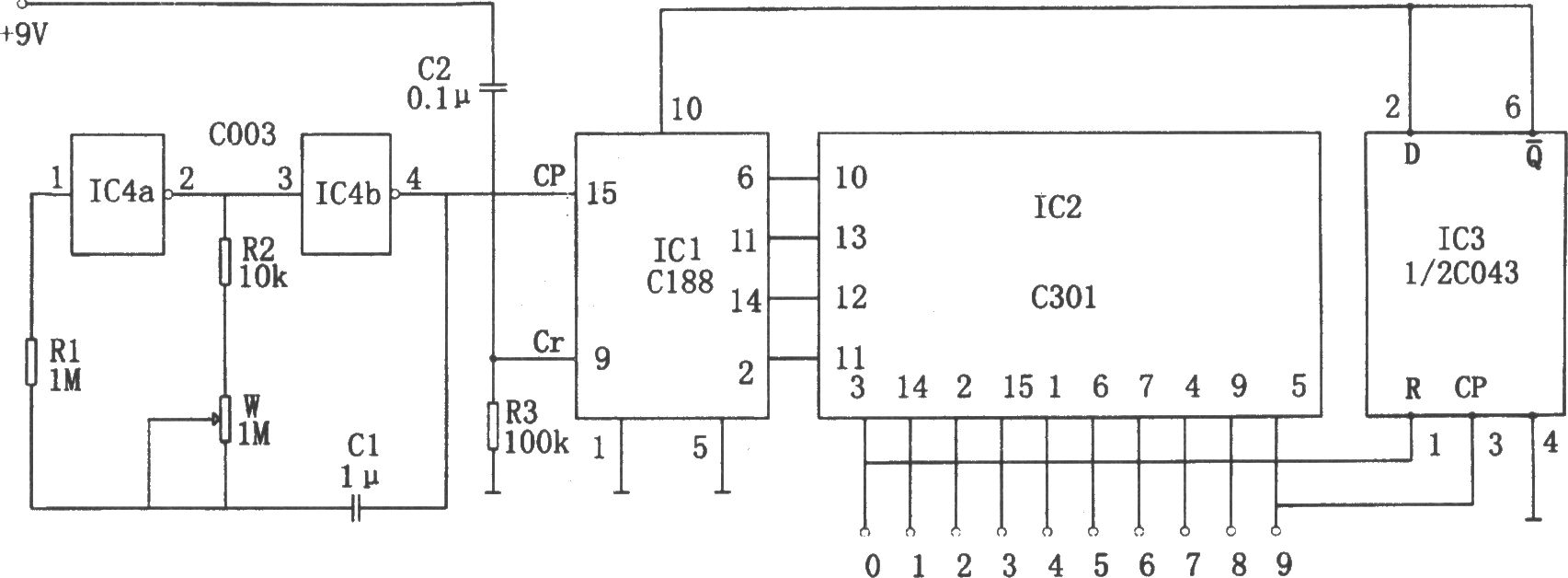 可逆式流水彩灯控制器(C043、C301、C188、C003)