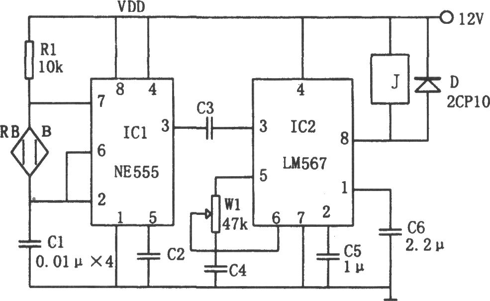 采用温度／频率转换的高精度控温电路(LM567、NE555)