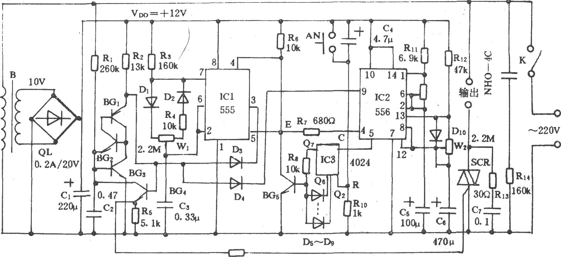 电风扇多功能定时控制电路(555)