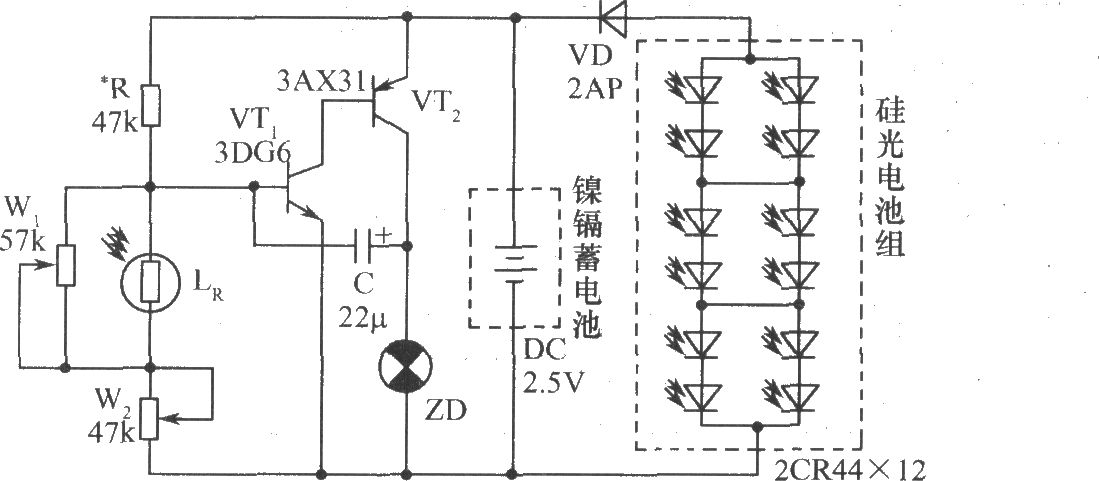 《硅光电池组成的光控闪光装置》相关图片 硅光电池组成的光控闪光装置