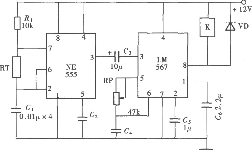 由NE555、LM567组成的温频转换式温控器