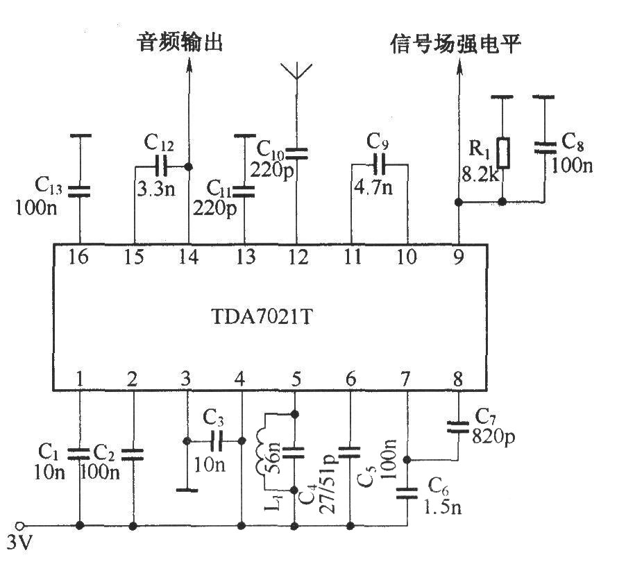 由TDA7021T组成的接收电路