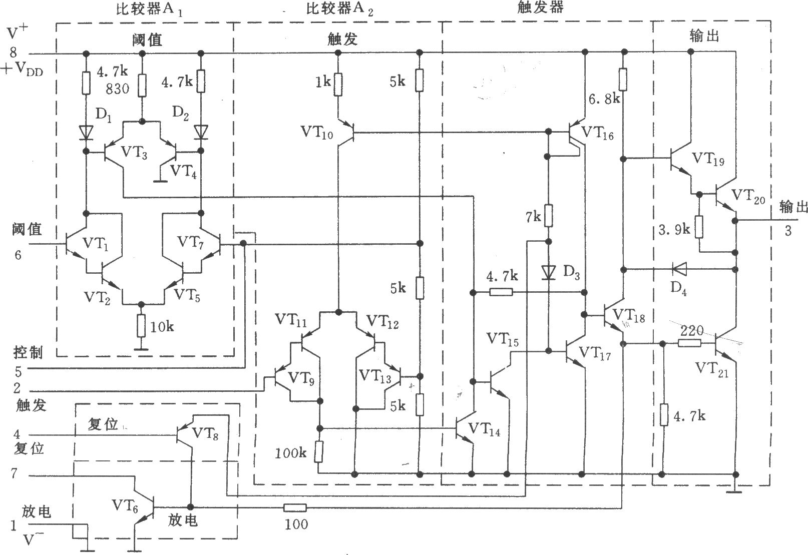 美国无线电公司生产的CA555等效电路