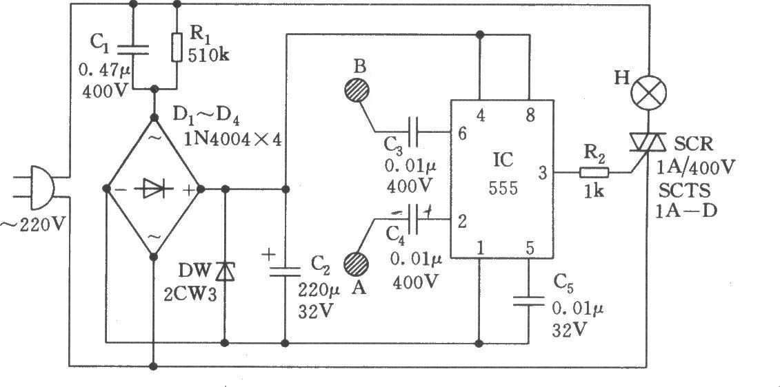 台灯触摸式开关电路