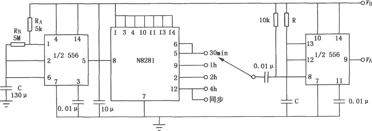 556组成的4h定时电路
