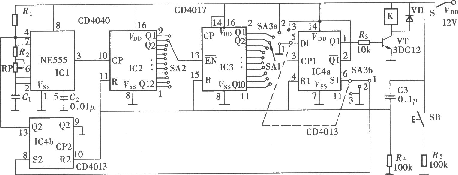 多功能可调式通用时间继电器(NE555、CD4013)