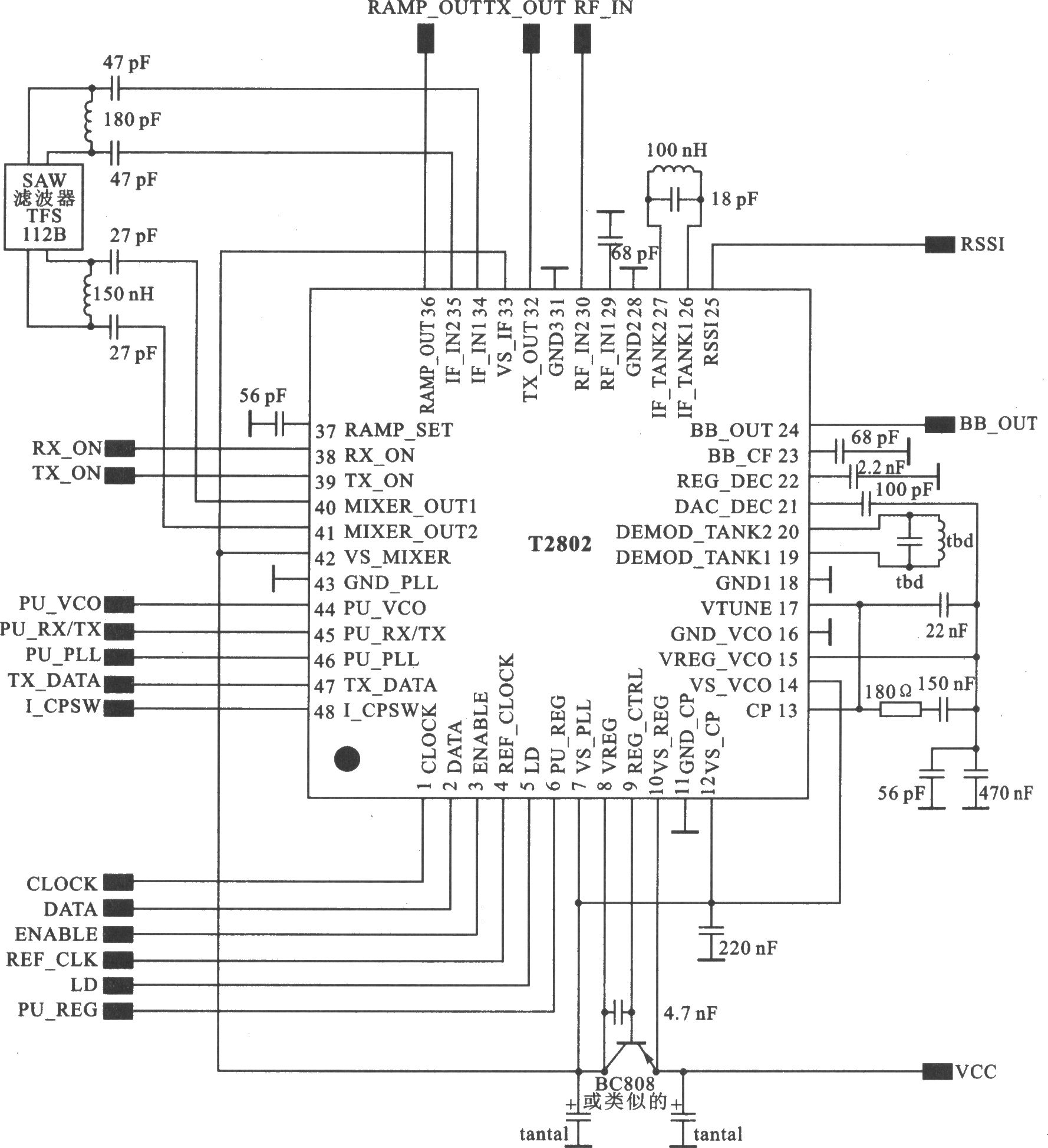 T2801/T2802 DECT/WDECT l.9/2.5 GHz收发器