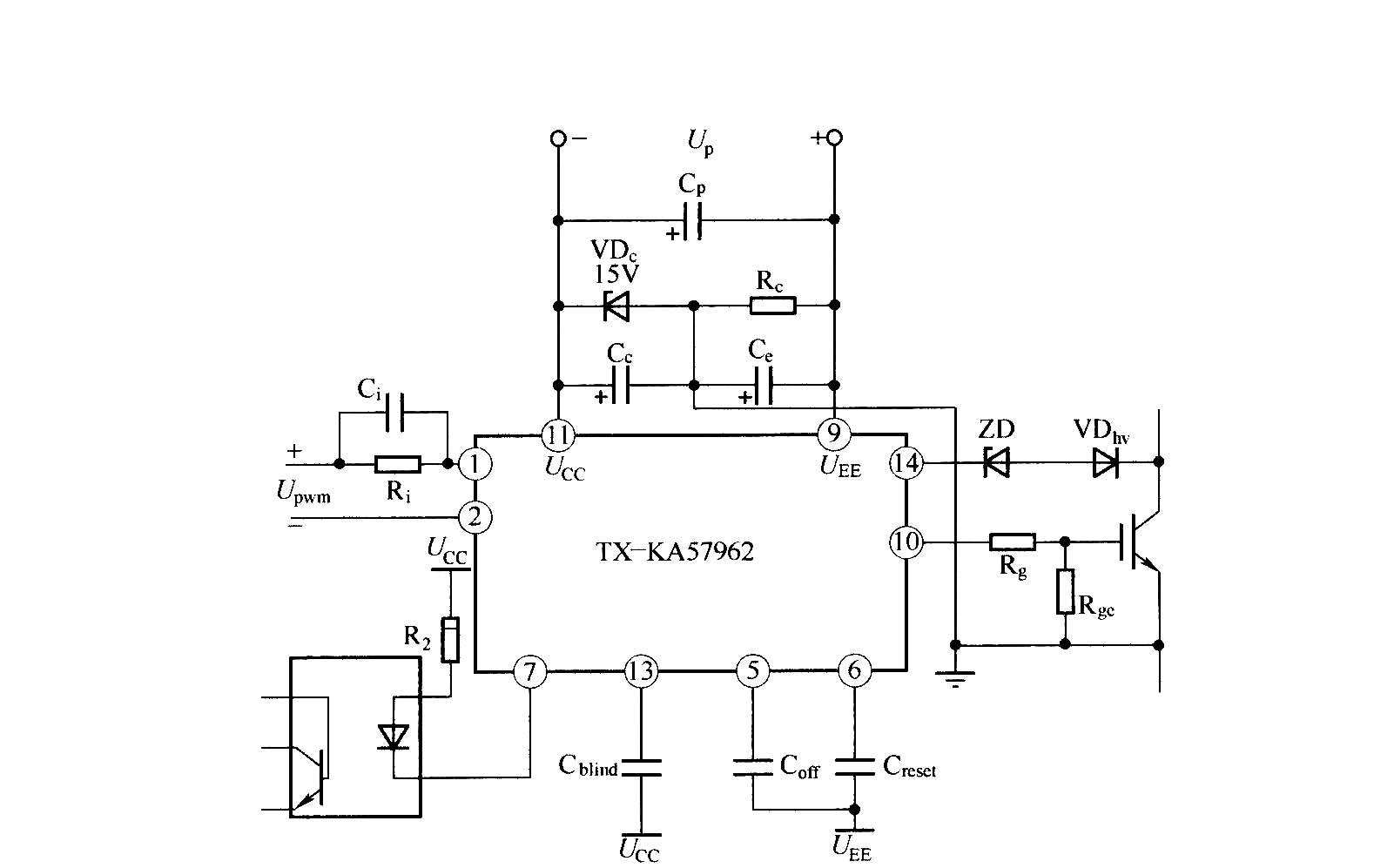 TX—KA57962 IGBT驱动器的应用连接图