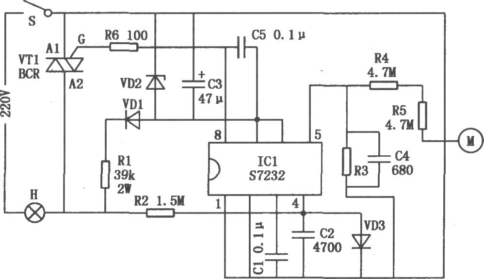 S7232构成的触摸式调光器