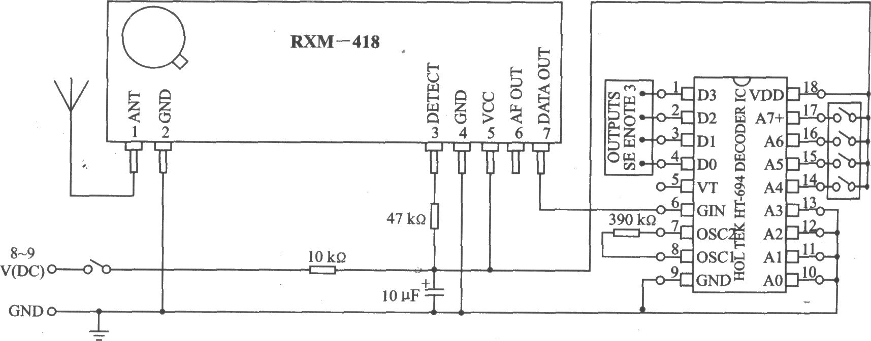 RXM-433/418-RM系列FM超外差式接收器模块