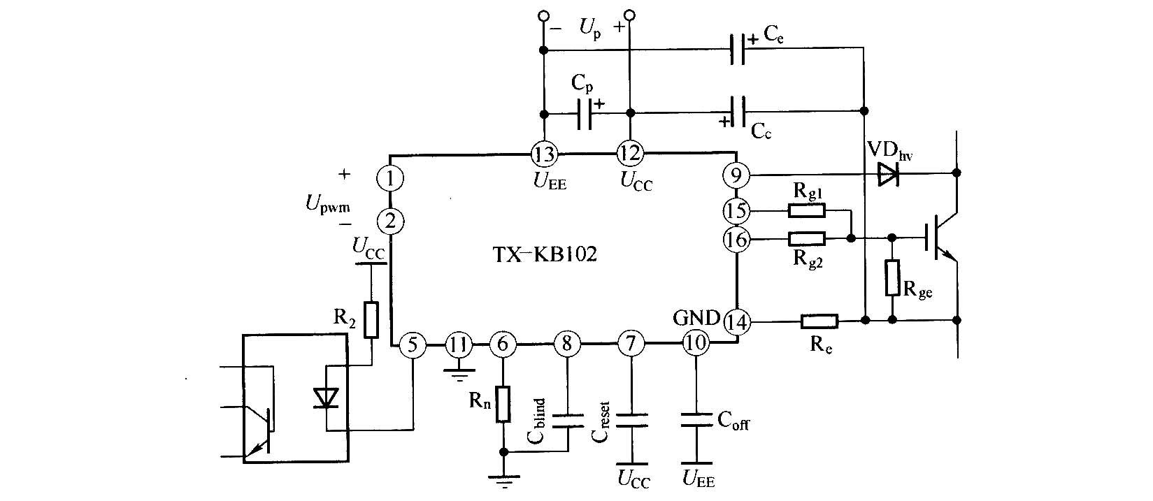 TX-KBl02的应用接线图