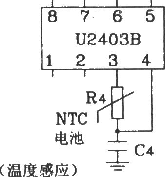 由U2403B恒流充电计时器构成温度保护电路