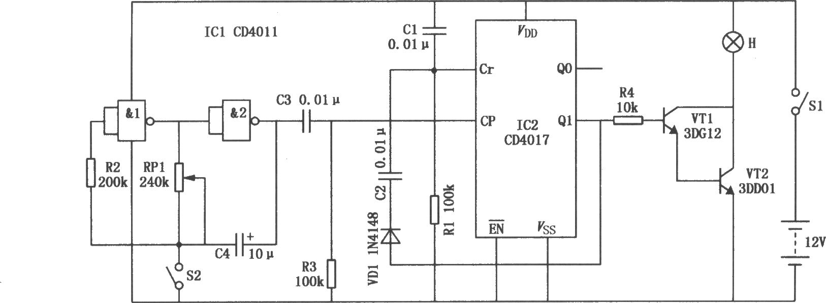 施工指示灯(CD4017、CD4011)