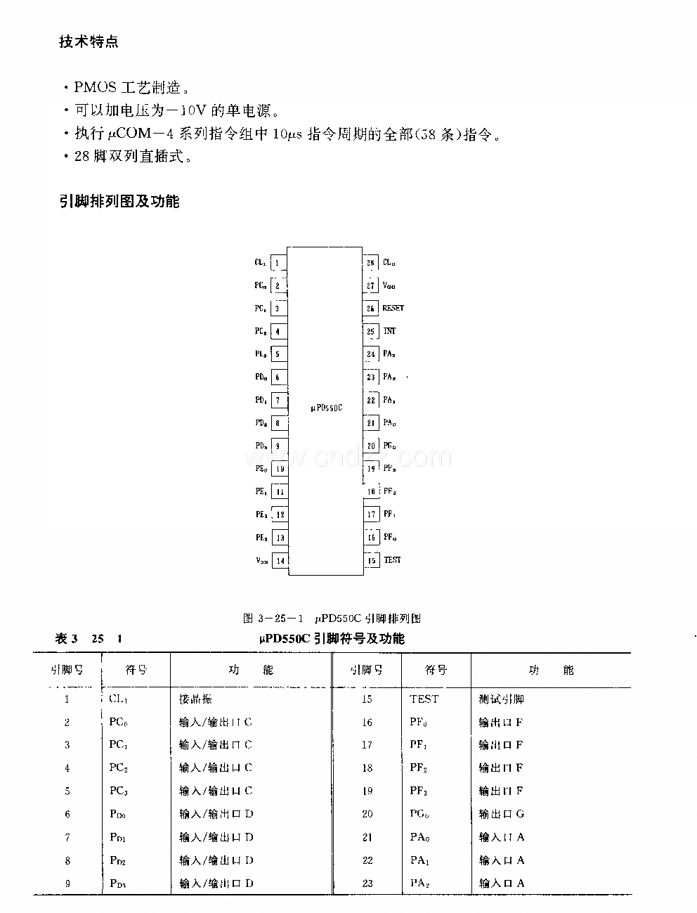 uPD550C (电视机)4位单片微处理器电路