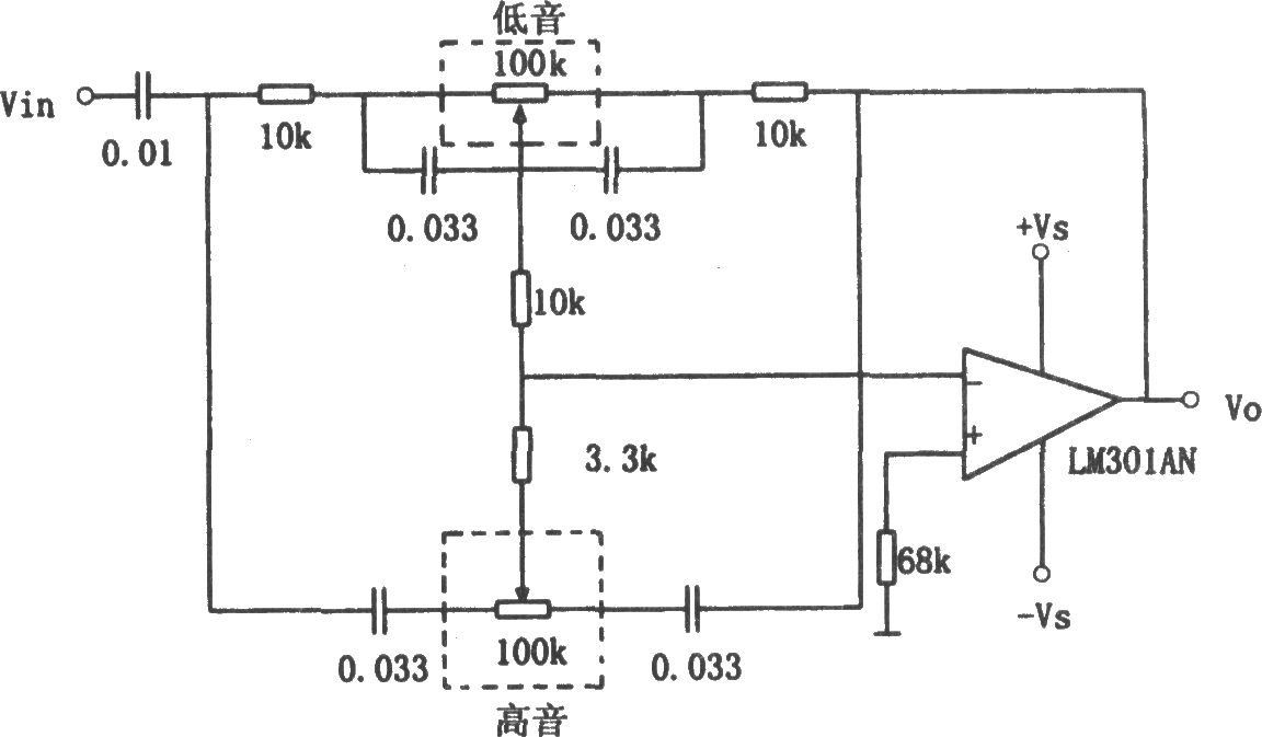 LM301AN构成的音调控制电路