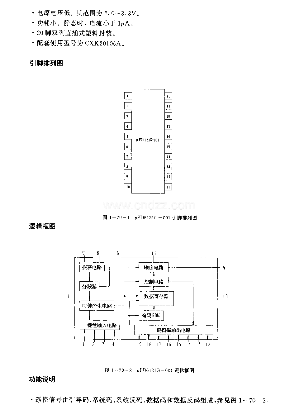 U9D6121G一001 (电视机初录像机)红外线遥控发射电路