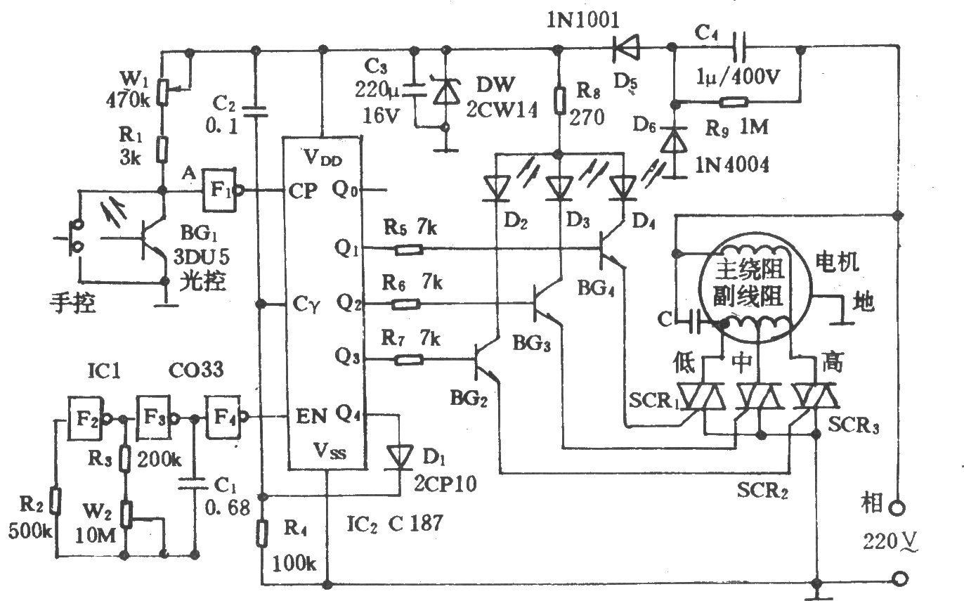 电风扇光控调速电路