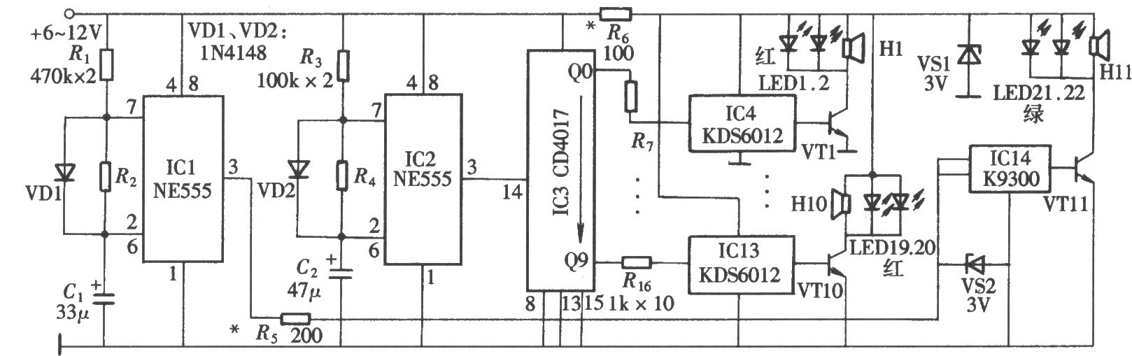 电子百鸟朝凤(NE555、CD4017)
