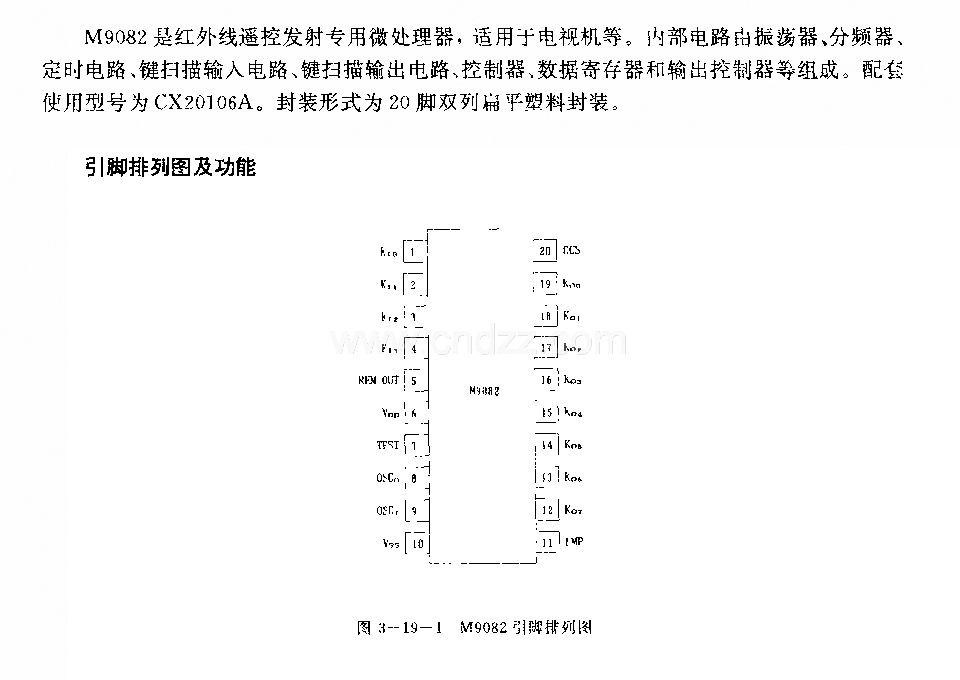 M9082 (电视机)红外线遥控发射微处理器