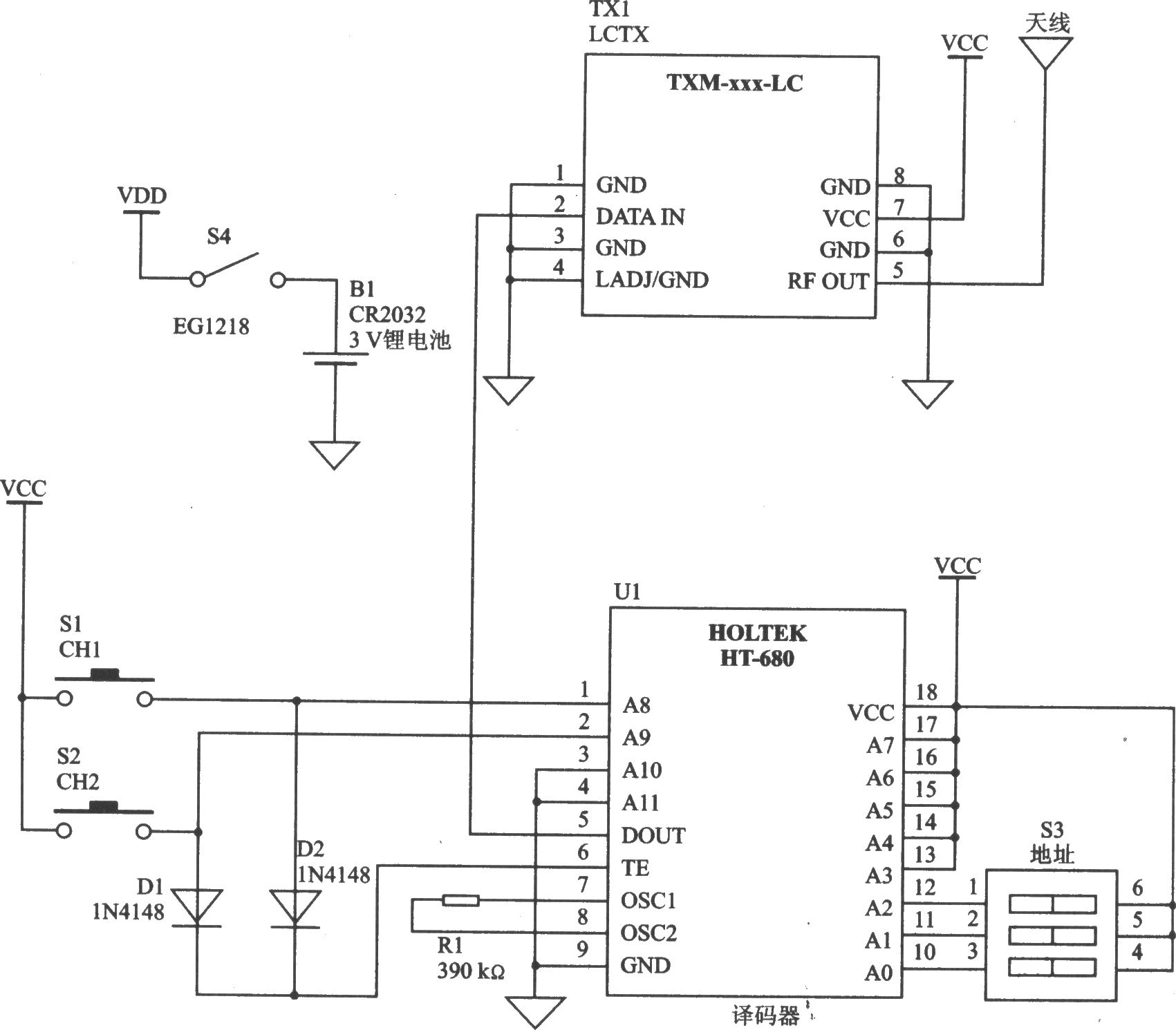 TXM-433/418/315 MHz-LC系列发射器模块