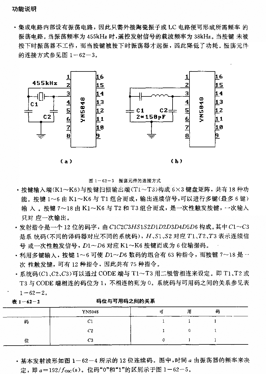 YN5048(电视机、录像机和官响)红外线遥控发射电路