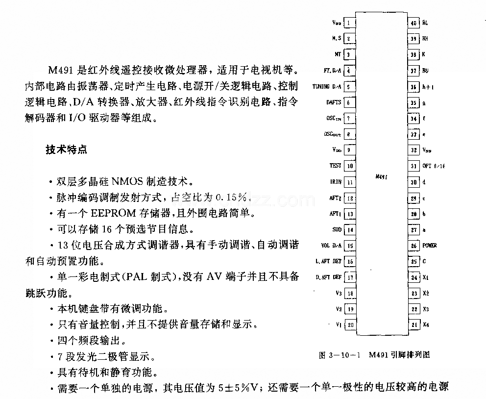 M491 (电视机)红外线遥控接收微处理器