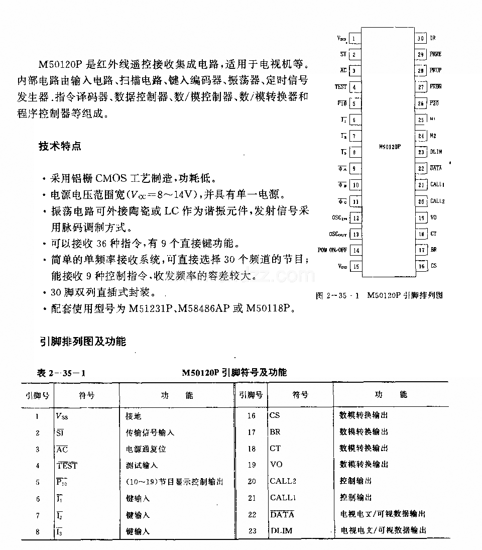 M50120P (电视机)红外线遥控接收电路