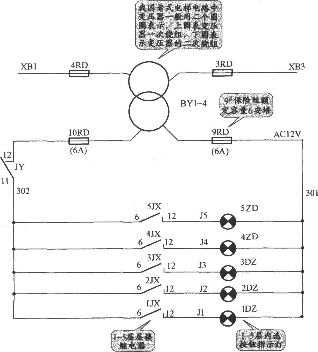 APM-81交流双速电梯指示灯电路(2)