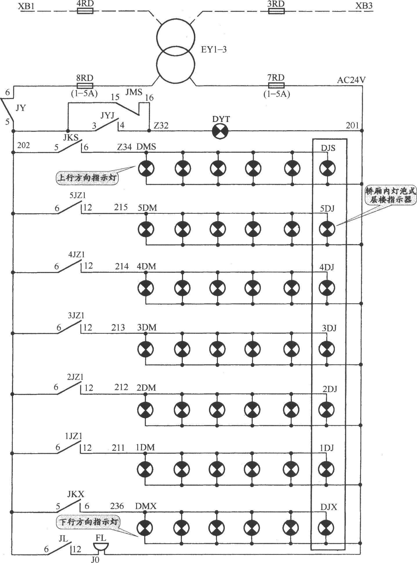 APM-81交流双速电梯指示灯电路(1)