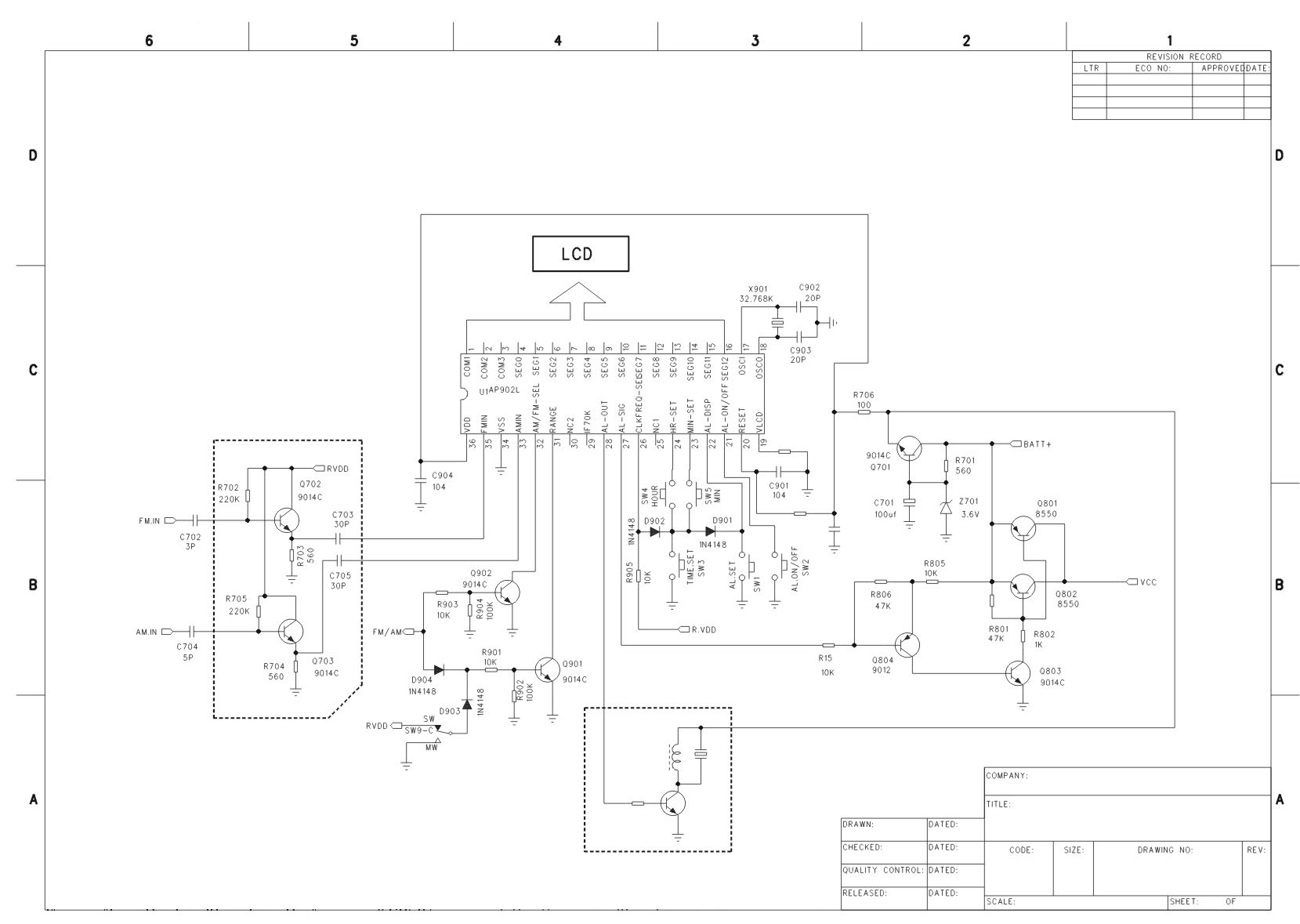 收音频率液晶显示收录机电路图