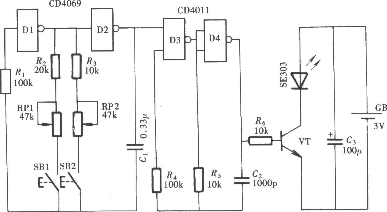 双通道红外线遥控开关(LM567、CD4013)