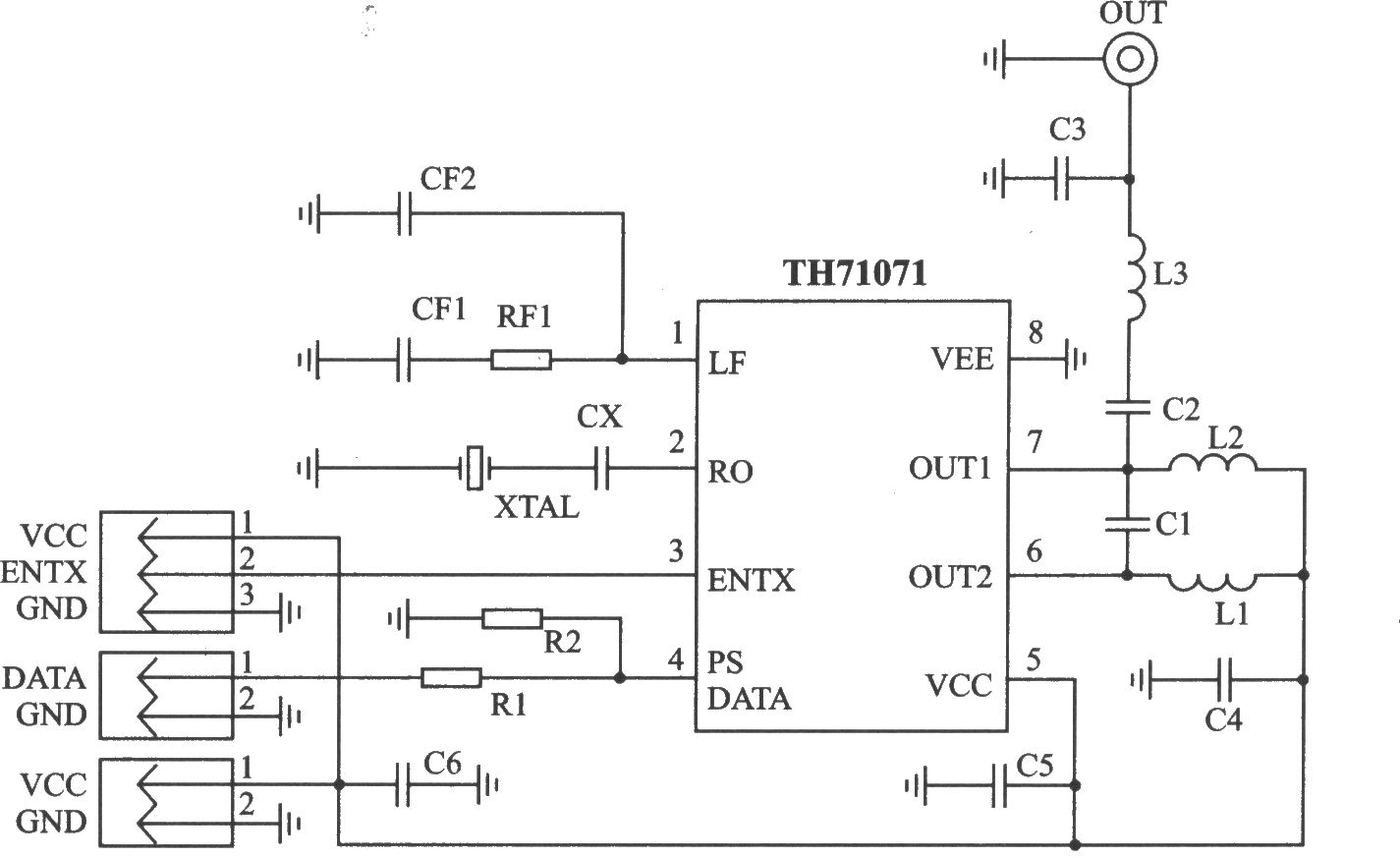 TH71071 ASK/FM 433/315 MHz发射器