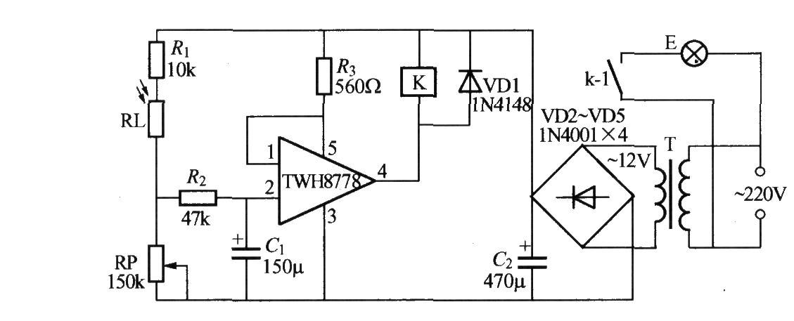使用TWH8751的光控路灯电路