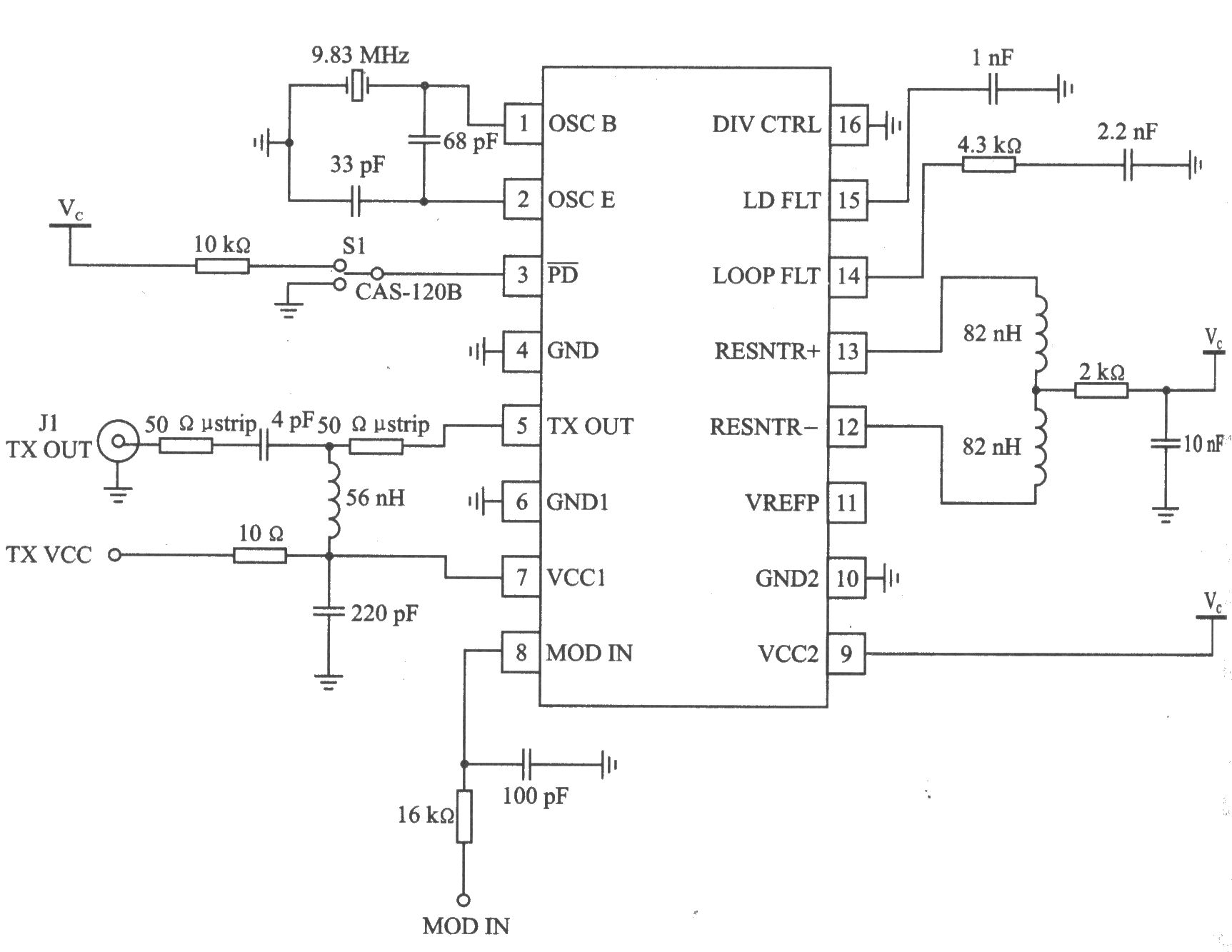 RF2516 AM/ASK/OOK 433/315 MHz发射器