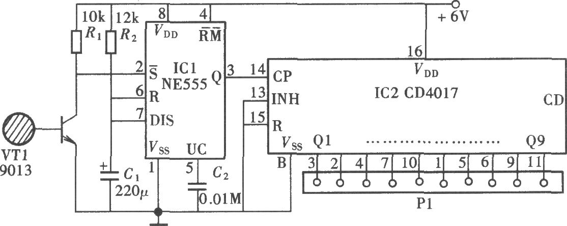 触摸式多通道电子开关(CD4017、CD4511、CD4518)