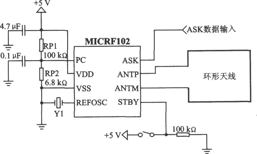 MICRFl02 ASK 470～300 MHz发射器