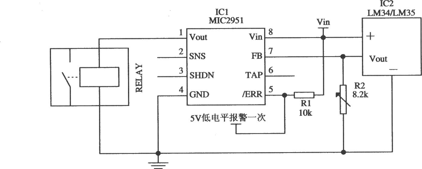 由MIC2951构成的过热保护系统电路