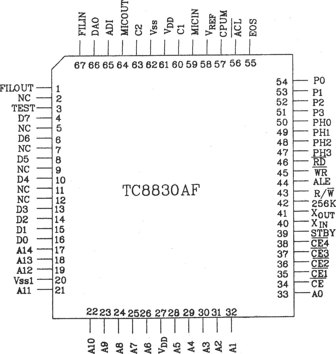 语音合成芯片TC8830AF在手动操作模式下的应用电路图