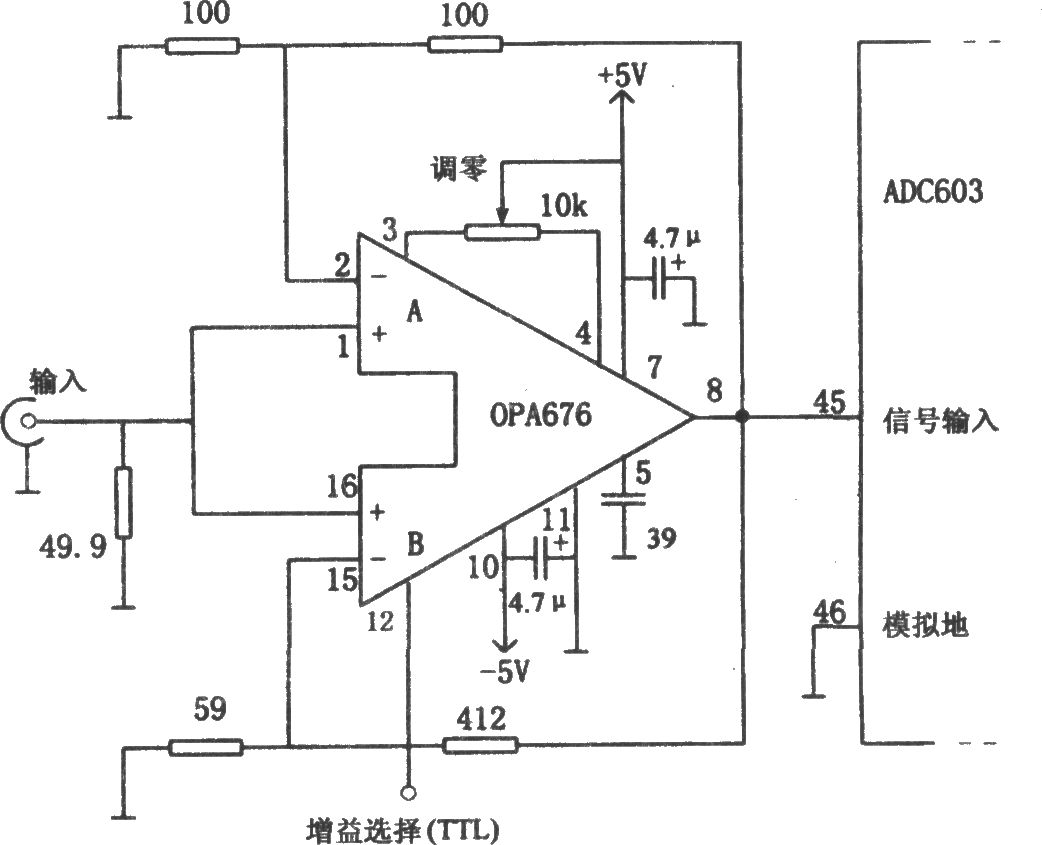 用于浮点变换的增益可变成缓冲放大器(OPA676)