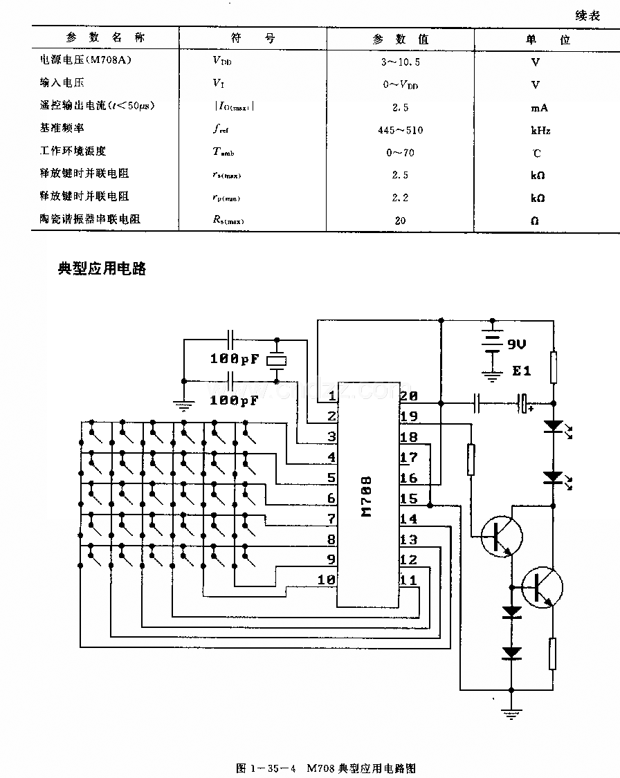 M708(电视机)红外线遥控发射电路