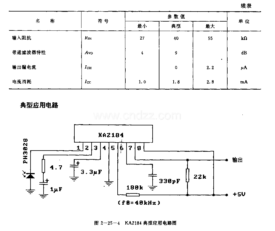 KA2184 (电视机和录像机)遥控接收前置放大电路