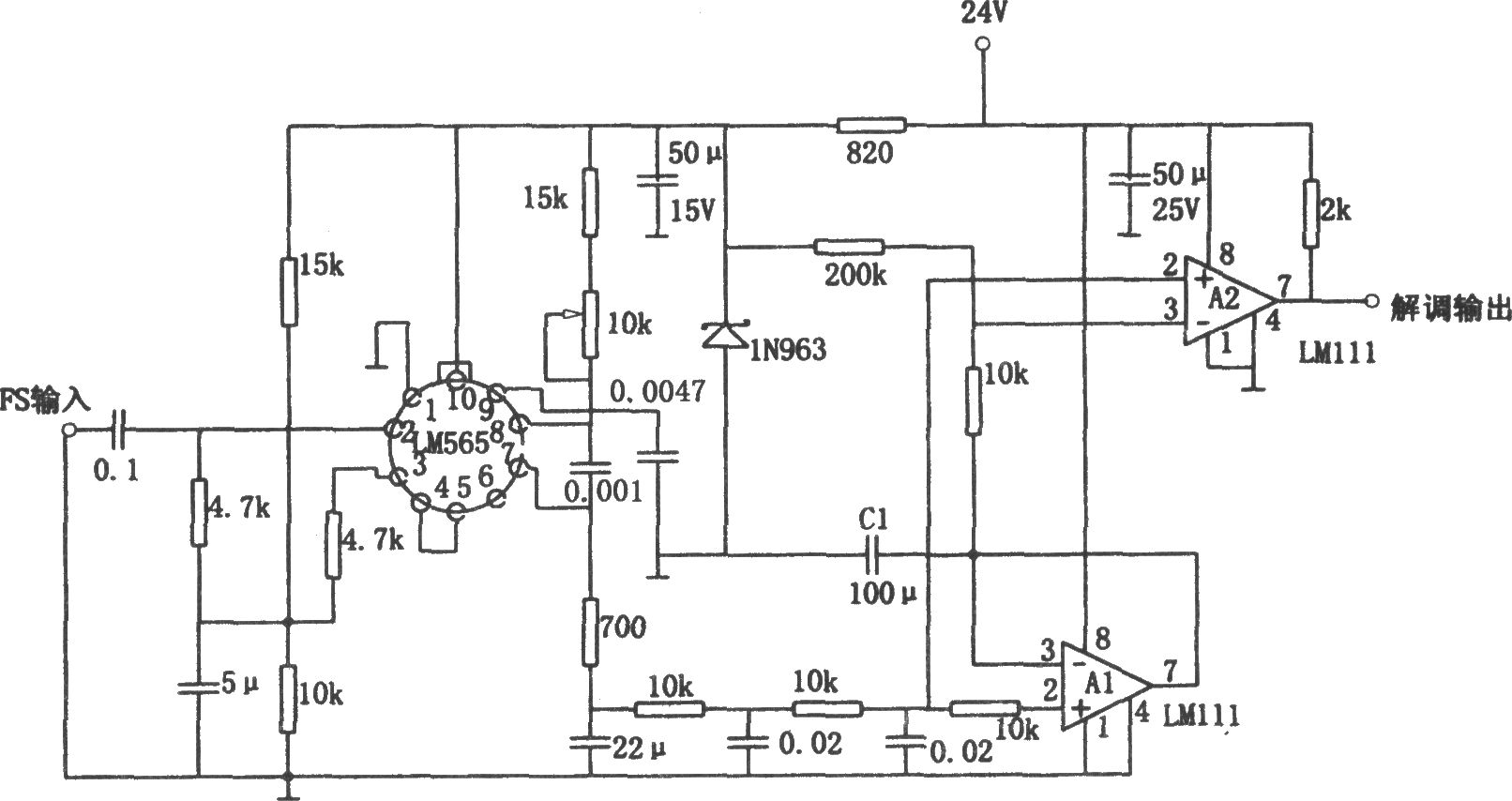 灵敏的频率解调器(LM565、LM111)